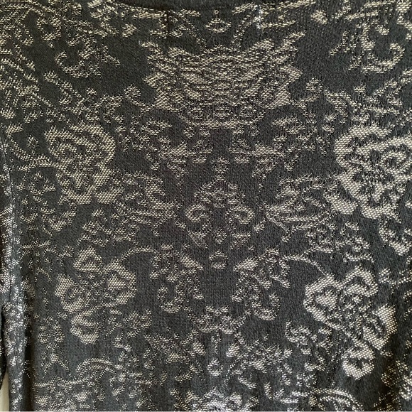 Michael Kors Paisley Sweater Dress Size S Black Metallic Long Sleeve Knit Winter - Picture 6 of 9